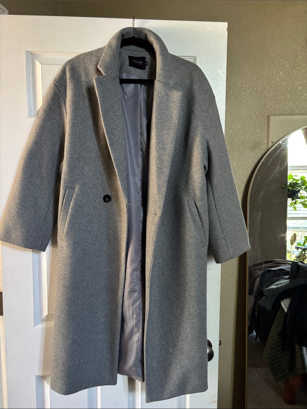 Tailored Gray Wool-Blend Single-Button Overcoat by TAHARI
